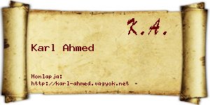 Karl Ahmed névjegykártya